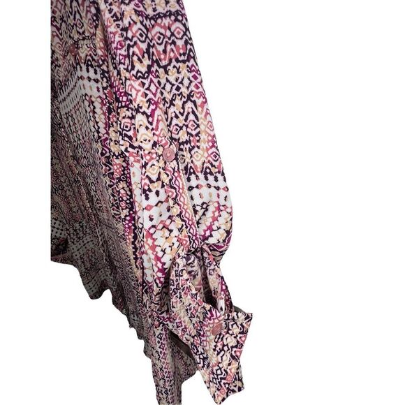 KUT From The Kloth Geometric Patterned Long Sleeve Button Up Blouse - Picture 3 of 6